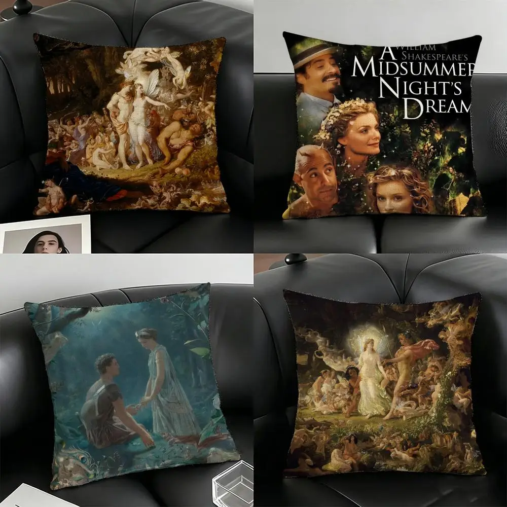 A M-midsummer Night's Dream Pillow Case Linen Pillow Covers Cover For Couch Living Room Bench Patio Floor Linen Home Decor