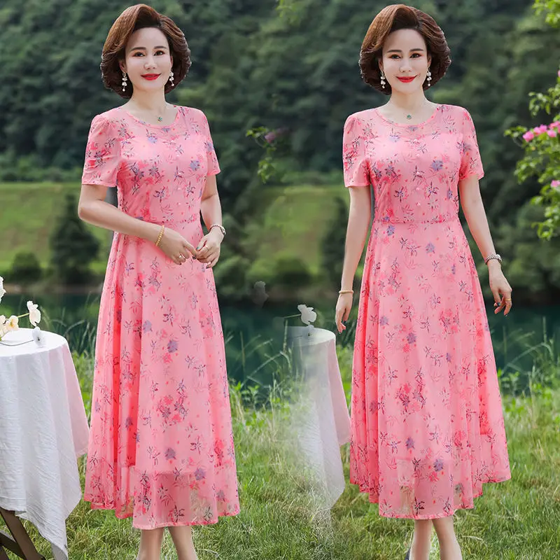 

Women Casual Short Sleeve Floral Print Summer Midi-carf Dress Fashion Ladies Loose Tunic Dresses Holiday Outdoor Vestidos V168