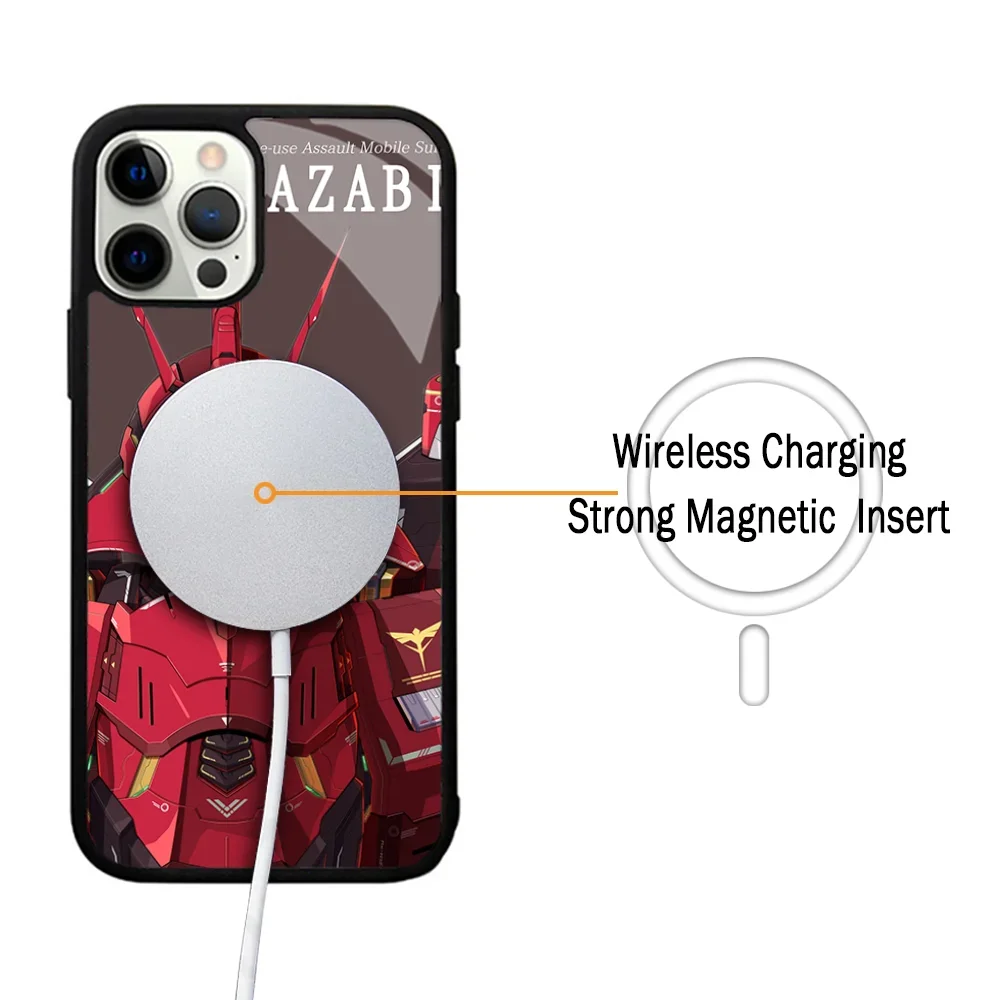 Mobile Suit Gundams Phone Case For IPhone 11 12 13 14 15 Plus Pro Max Mirror Acrylic For Magsafe Wireless Charging