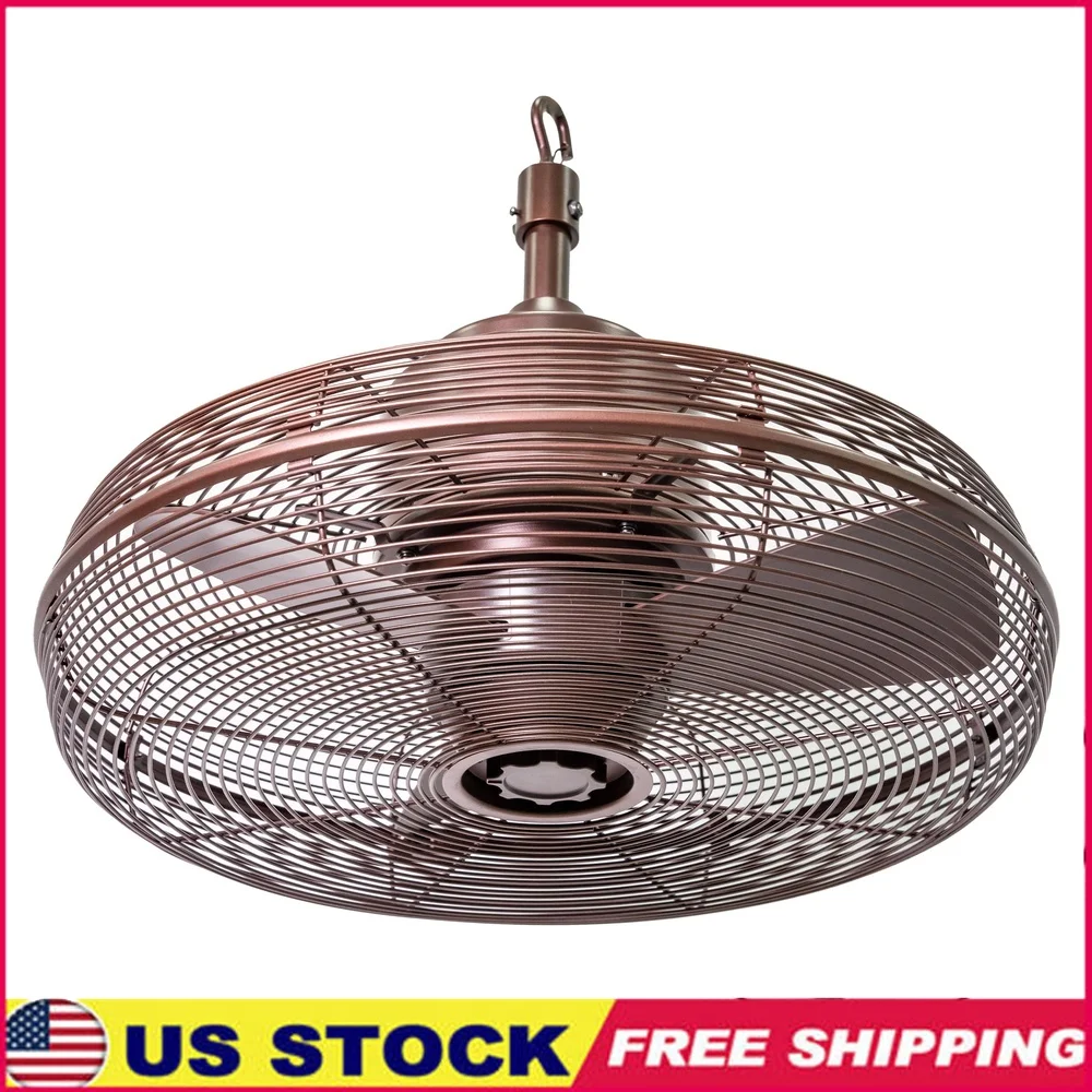 

18-дюймовый уличный вентилятор для беседки с подвесным крючком, 3-скоростная металлическая конструкция, внесенная в список UL, прочный дизайн, патио, крыльца, беседки