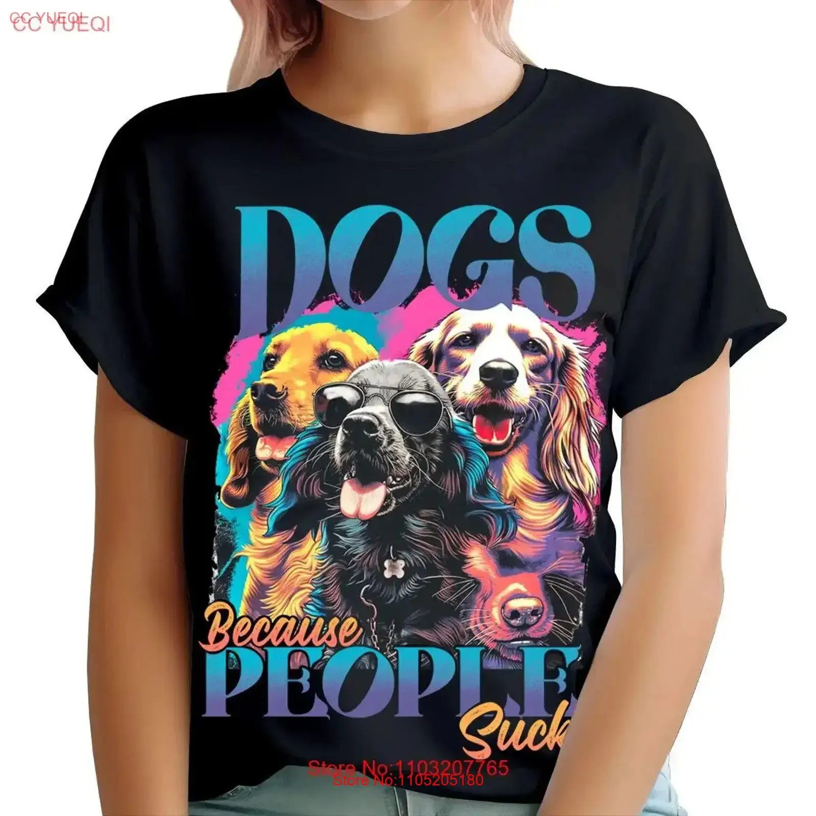 Customised Dog T Shirt Women Dogs Because People Suck 90s Funny TA 195 vintage Washed streetwear Soft Stylish
