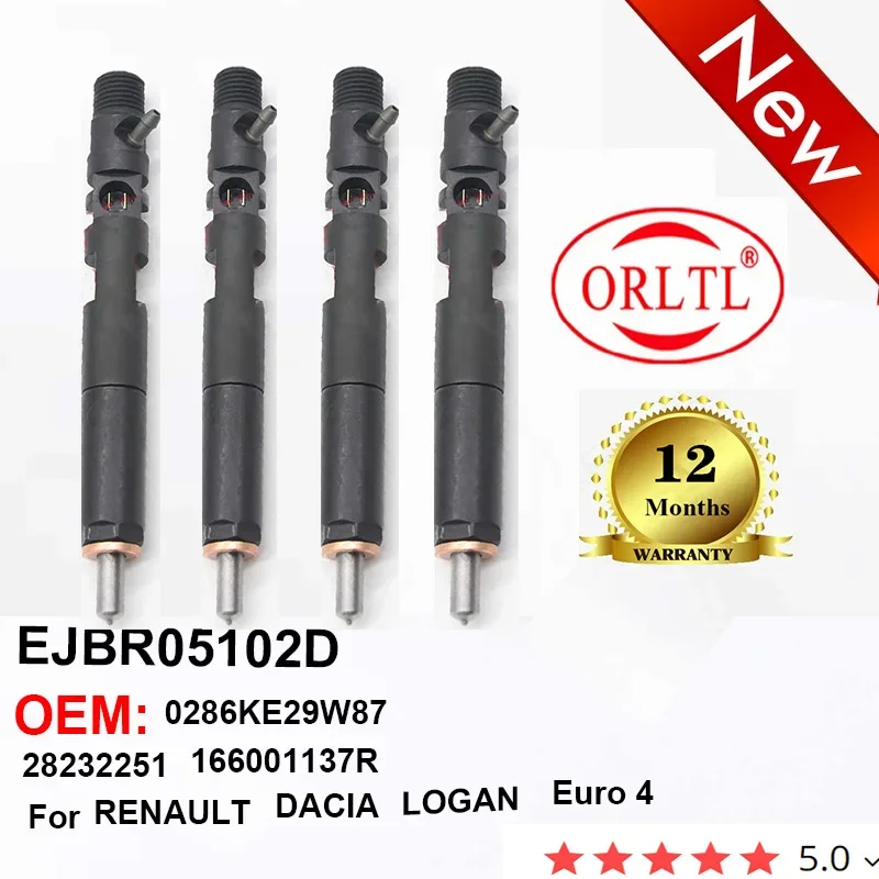 

4 pieces/lot New Common Rail Fuel Injector 28232251 EJBR05102D 166001137R for RENAULT DACIA LOGAN Euro 4 Common Rail Injector