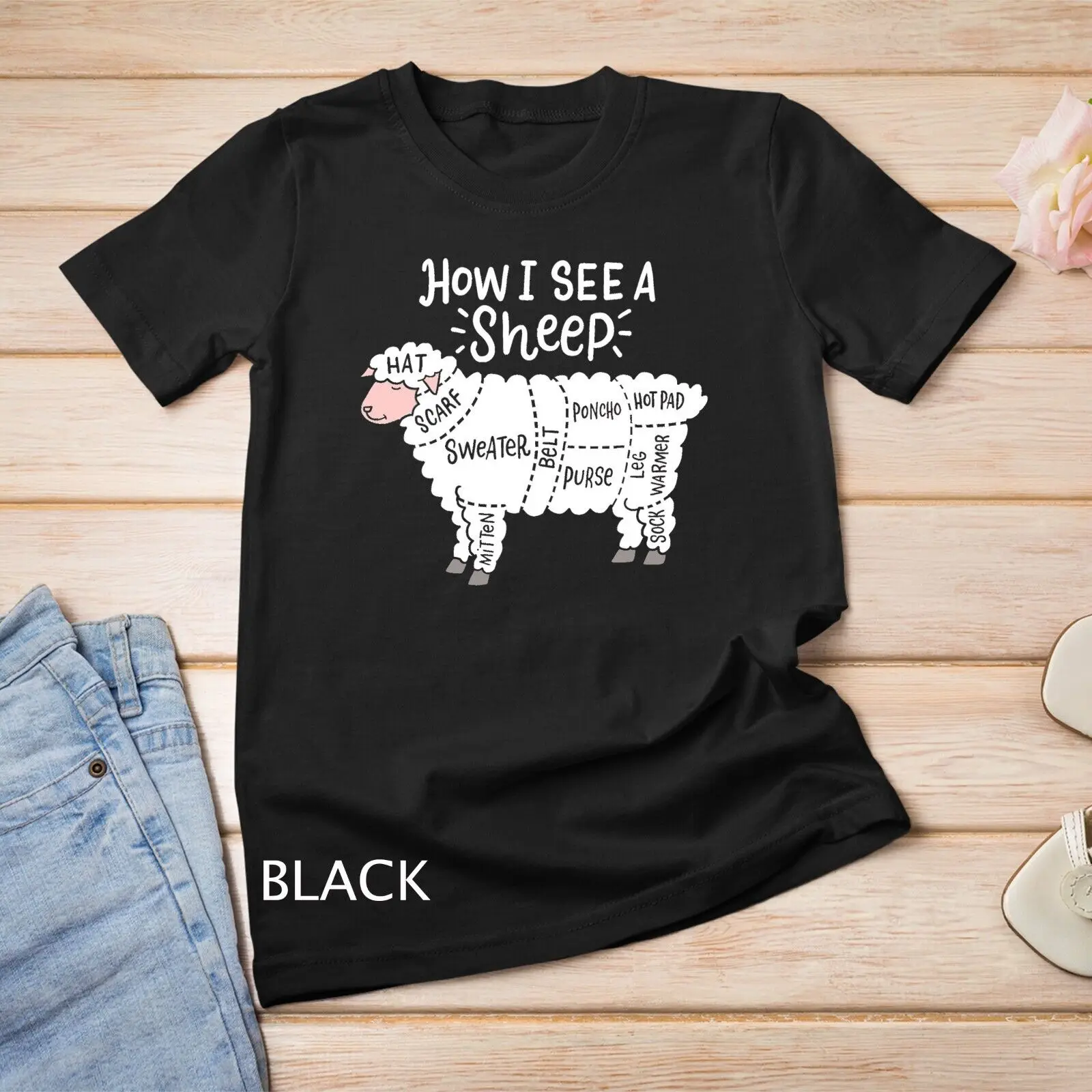 How I See A Sheep Cute Yarn Wool Sheep Knitter Knitting T-Shirt Unisex T-shirt