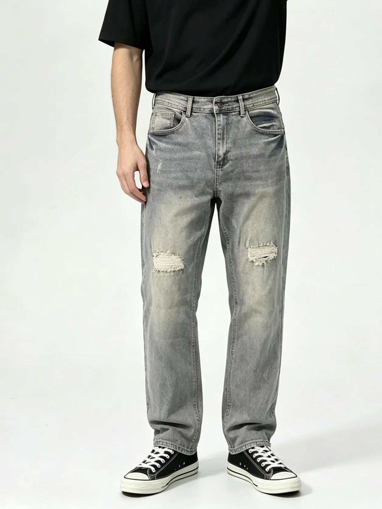 【HME】Men's Jeans | Casual Retro Style Denim Pants Match Perfectly with Tees Hoodies Jackets and Sneakers, Suitable for Daily Commuting City Strolls Casual Gatherings, Versatile All-Season Design Easily Builds Fashionable Men's Daily Outfits