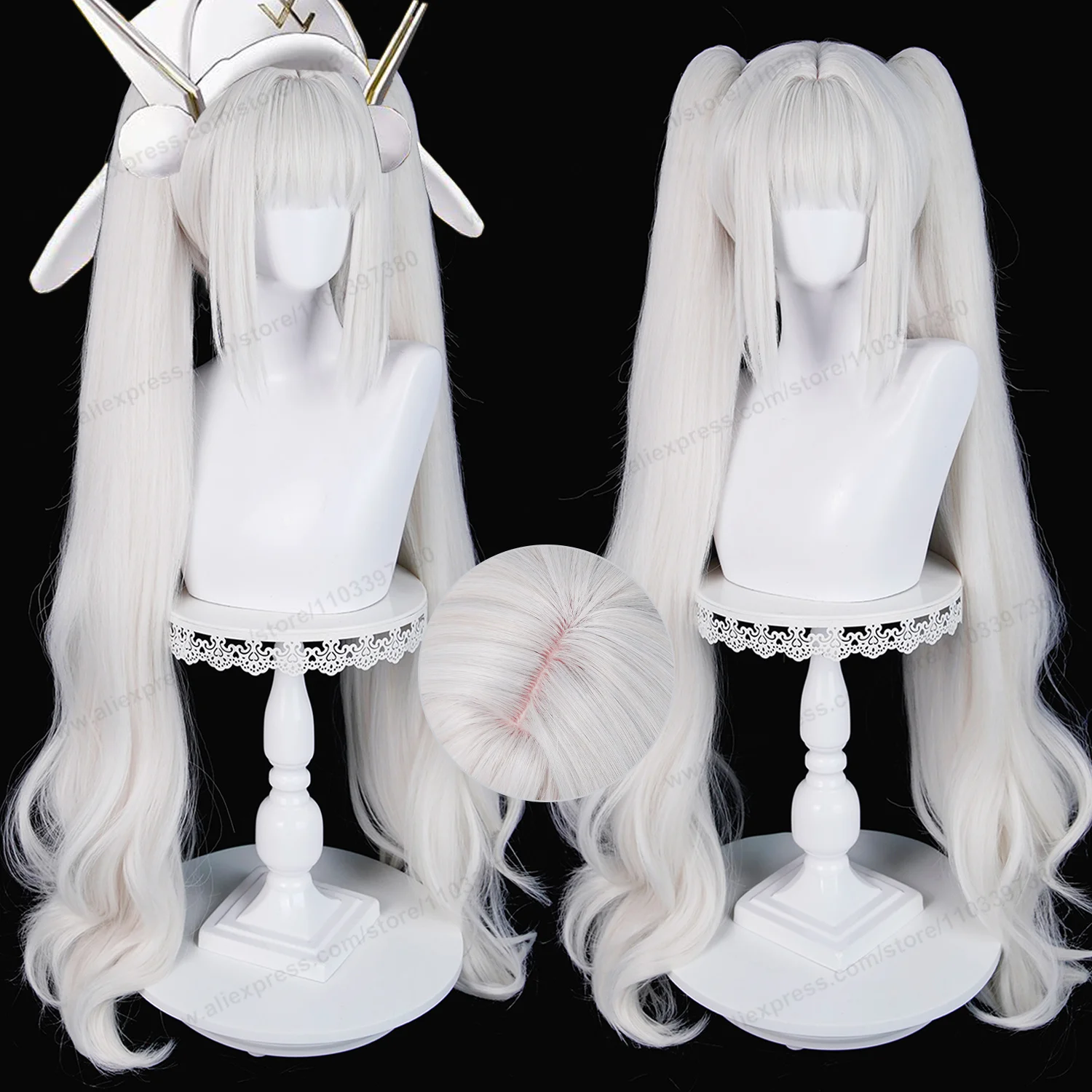 Blanc Cosplay Wig 100cm Long Off-White​ Women Hair Anime Cosplay Wig Halloween Puffy Yaki Heat Resistant Synthetic Wigs