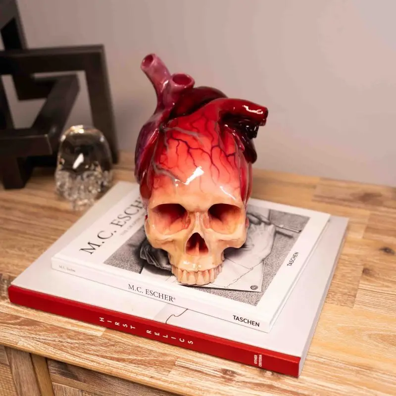 

The Tell-Tale Heart Skull Heart of Skulls Desk Topper Decoration Skull Heart Craft Ornament Skeleton skull with blood vessels