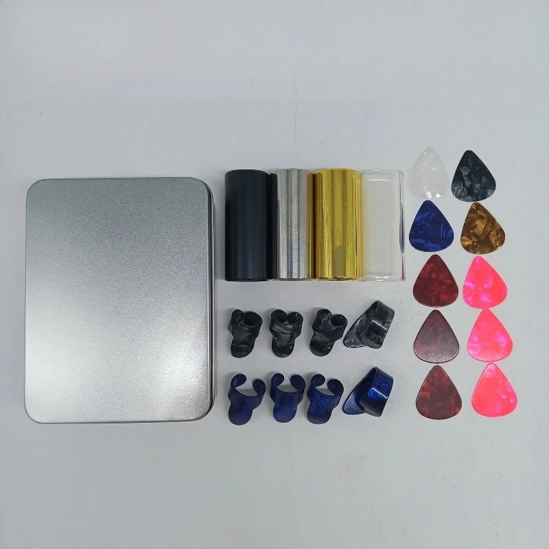 

Металлический слайдер 60 мм с целлулоидными медиаторами в форме сердца, набор медиаторов для гитары, железная коробка, упаковка