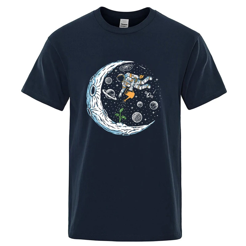 Summer Men T-shirt Cotton Blend Casual Funny Astronaut Design Print Loose O-neck T Shirt for Men Short Sleeve Male T-shirt Tees image 2