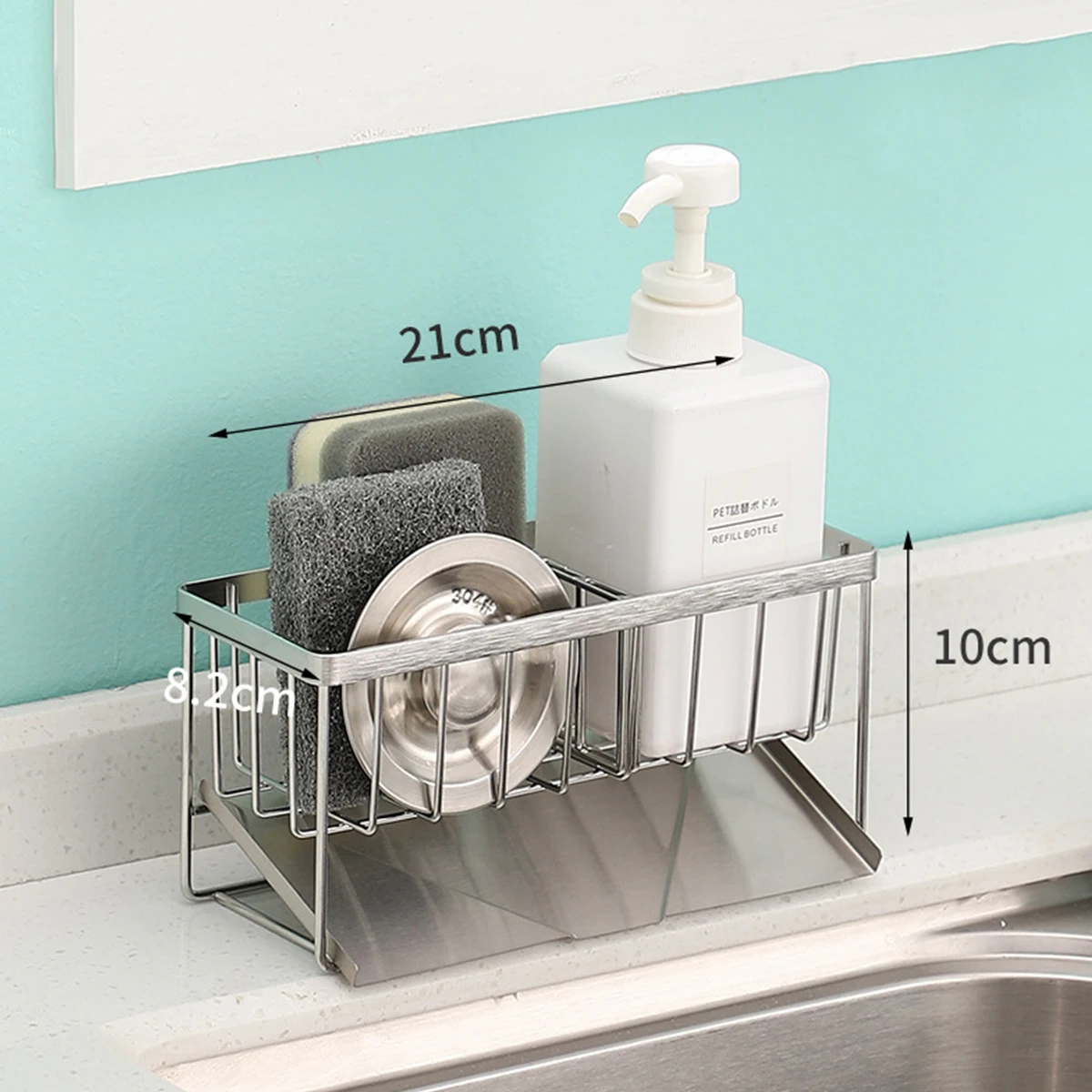 Kitchen Stainless Sponge Holder Steel Sink Drain Rack Faucet Holder Organizer Towel Rack Shelf Soap Drainer Kitchen Accessory