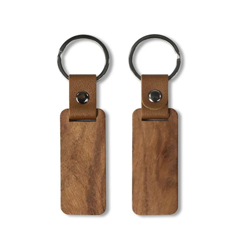 

NEW-100Pcs Blanks Wooden Keychain Set Kit Wood Tags Blanks Wood Keychain Rectangular Wood Key Chain Set Kit