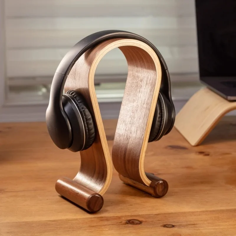 Kopfhörerständer aus Holz, Headset-Ständer, Desktop-Kopfhörer-Displayständer, Gamer-Geschenke, Heim- und Bürodekoration für fast alle Kopfhörer. – Detail 3