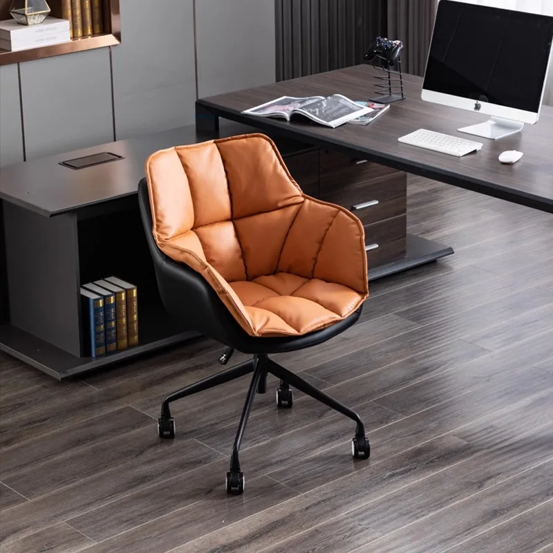 Moderne oranje bureaustoelen Verstelbare draaibare Designer Comfortabele bureaustoelen Ontspannende draaibare Silla De Escritorio-meubels
