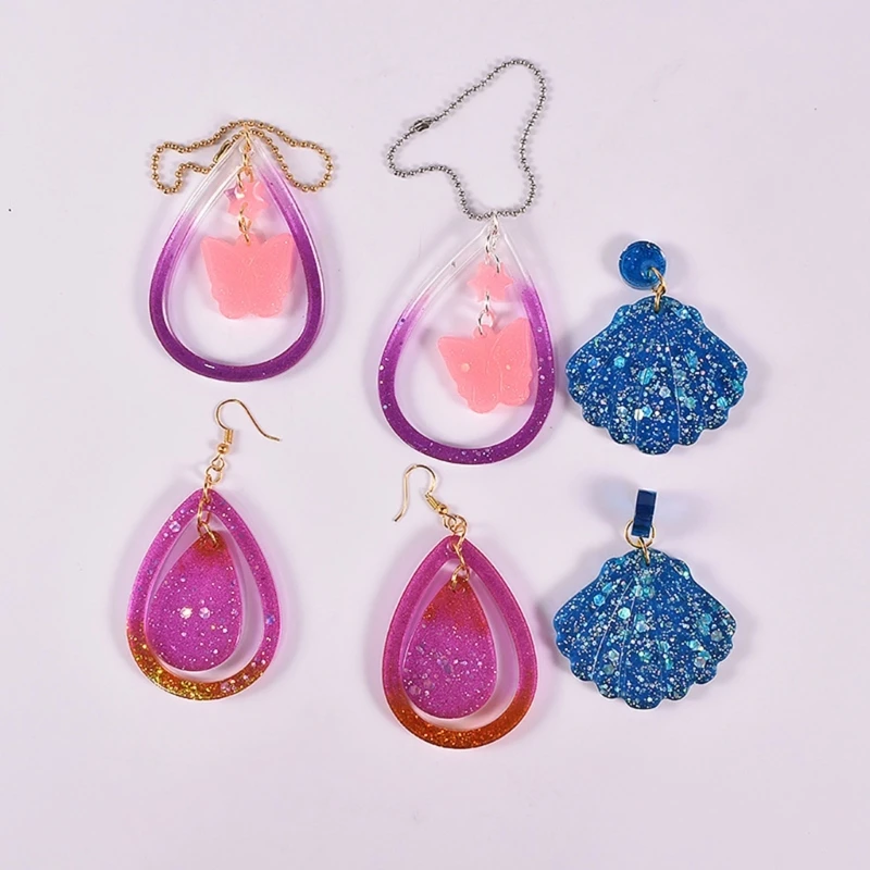 Resin Jewelry Mold Shells Water Drop Silicone Earring Mold for Epoxy Casting Keychain Molds with Hole for Women Dropship