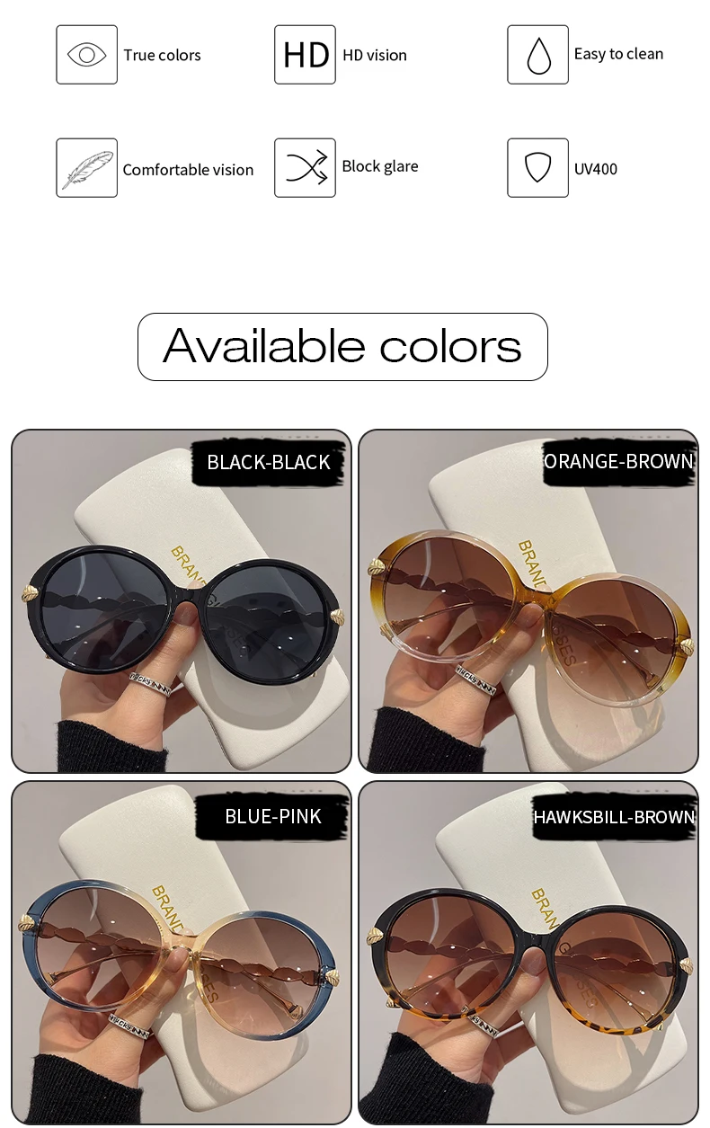 KAMMPT Runde Retro-Sonnenbrille für Damen, modisch, beliebt, Vintage-Rahmen, Herren, Luxus-Trend, Marke, Designer-Sonnenbrille, Schutzbrille – Detail 7