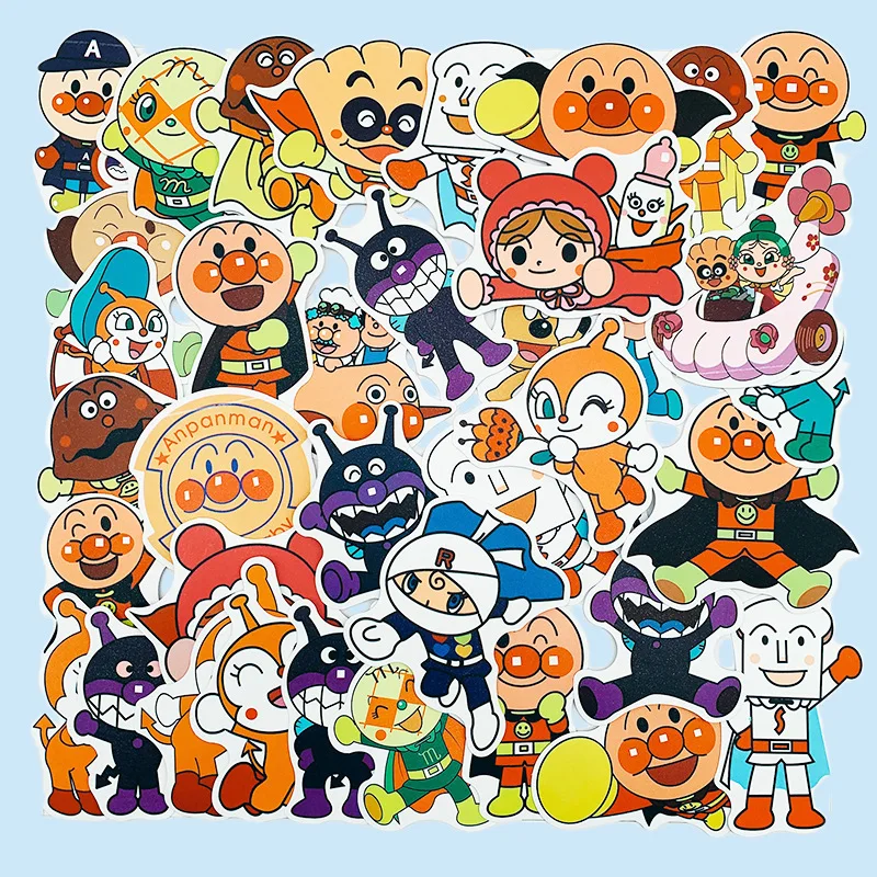 

50PCS Anpanman Stickers Cute Animation Decals Kids Toys Fridge Luggage Laptop Guitar Car Biek Skateboard Graffiti Stickers Gifts