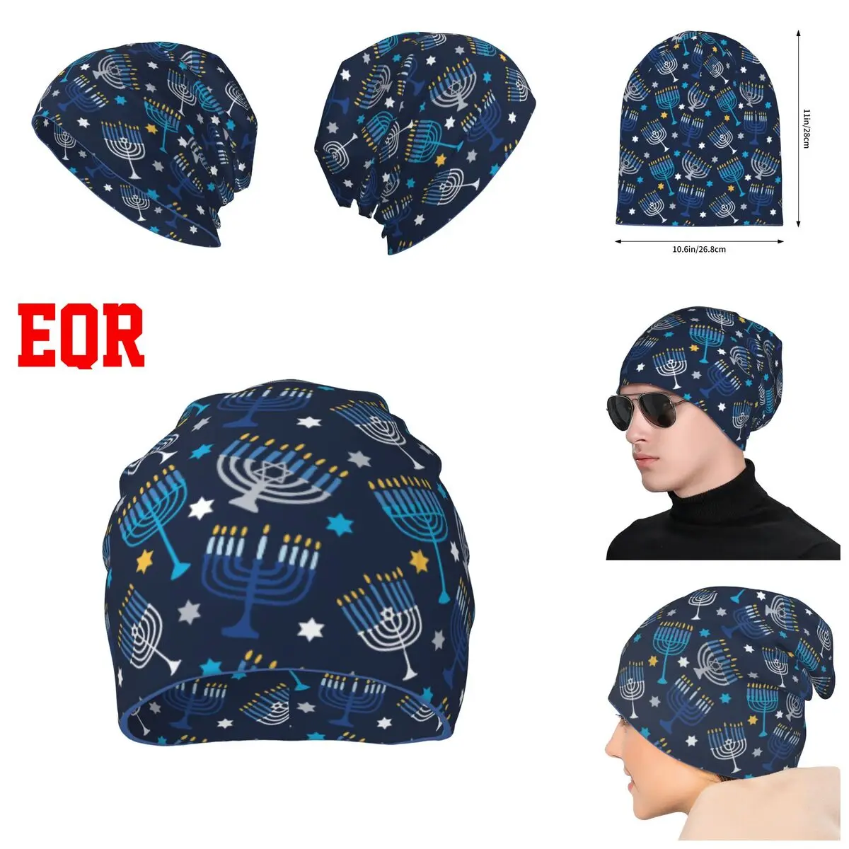 

Hanukkah Pattern Unisex Punk style, Beanies Hat For Men And Women Outdoor Hat