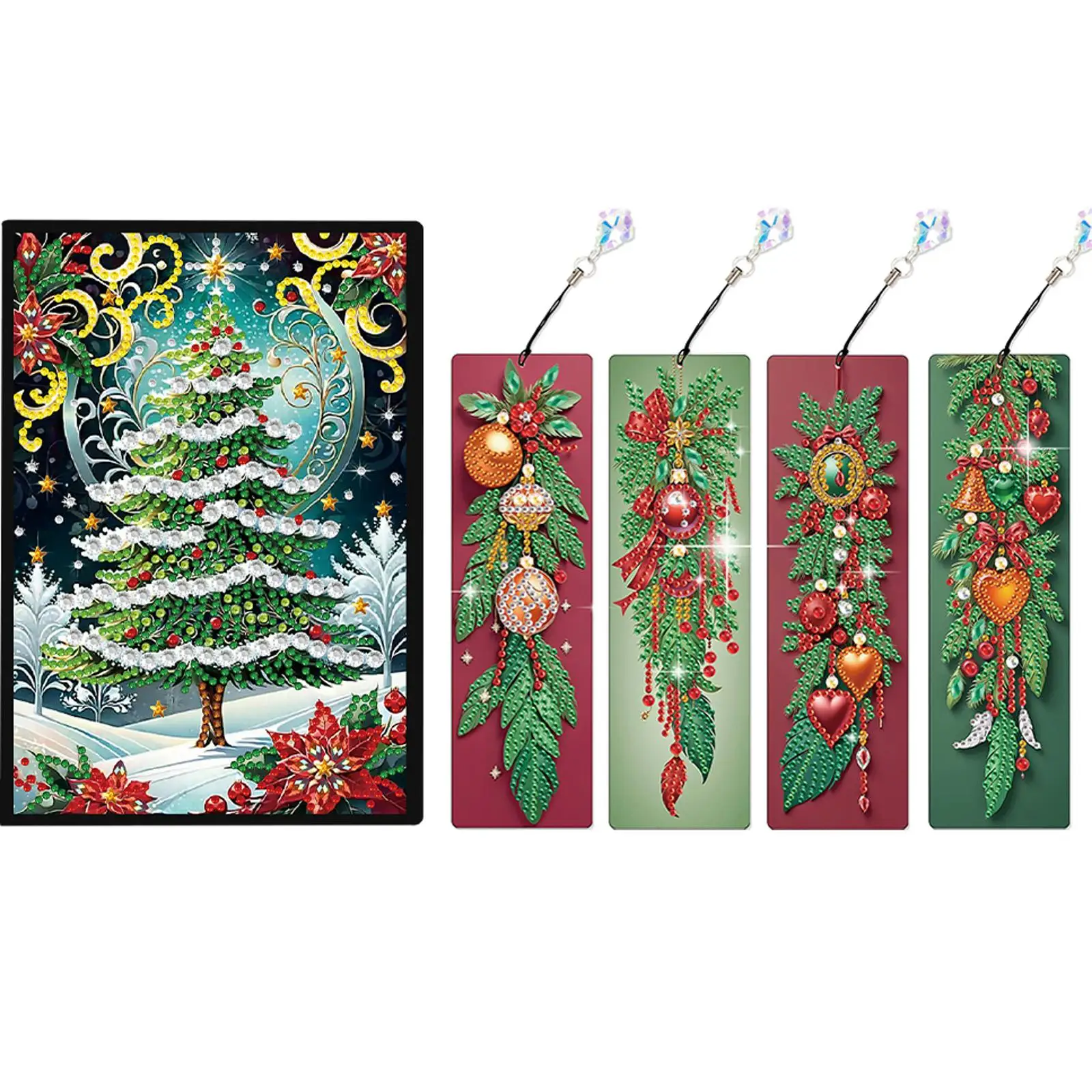 

Christmas Tree A5 Size Diamond Painting Notebook Set with 4Pcs Bookmark Gift