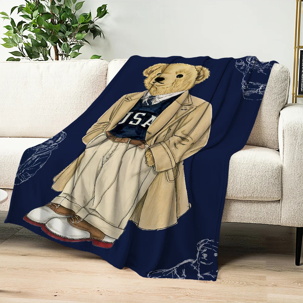 Flannel warm B-Bears soft plush blanket cartoon for art sofa fashion living room cute hogar P-P-PoloS bedroom travel gift home