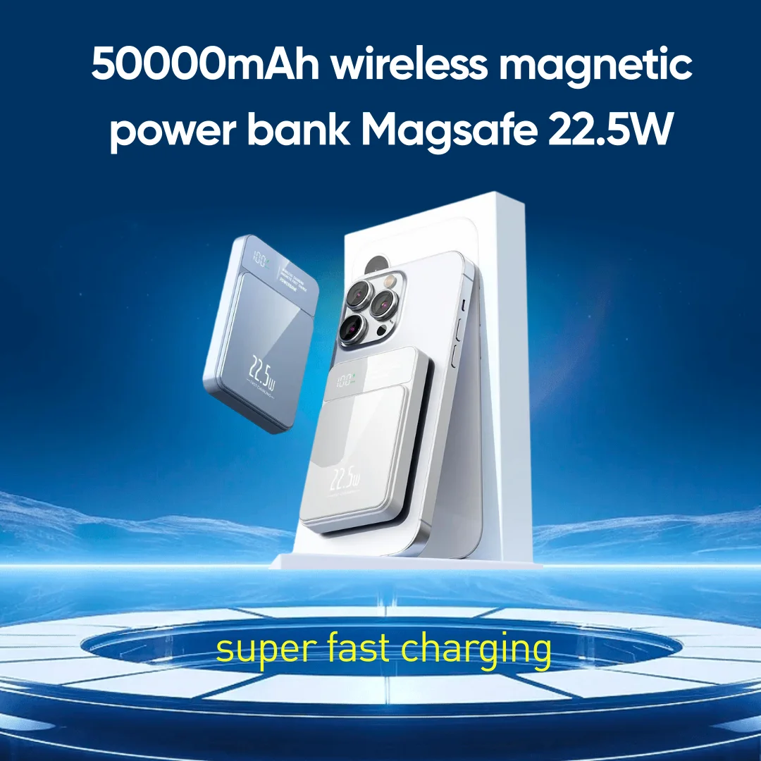 Power Bank 50000mAh Portable Magnetic Power Bank Fast Wireless Charger for iPhone 12 13 14 Pro Max External Power Supply