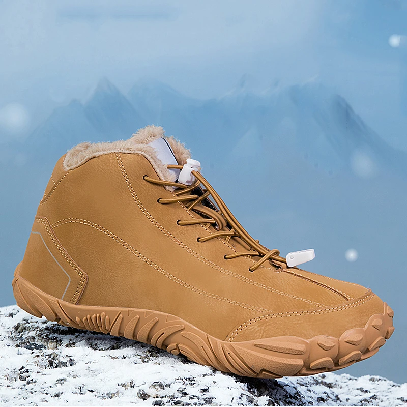 

New Winter Booties Outdoor Waterproof Barefoot Boots For Men Ankle Boots Plush Warm Snow Shoes Non-slip Casual Sneakers Big Size