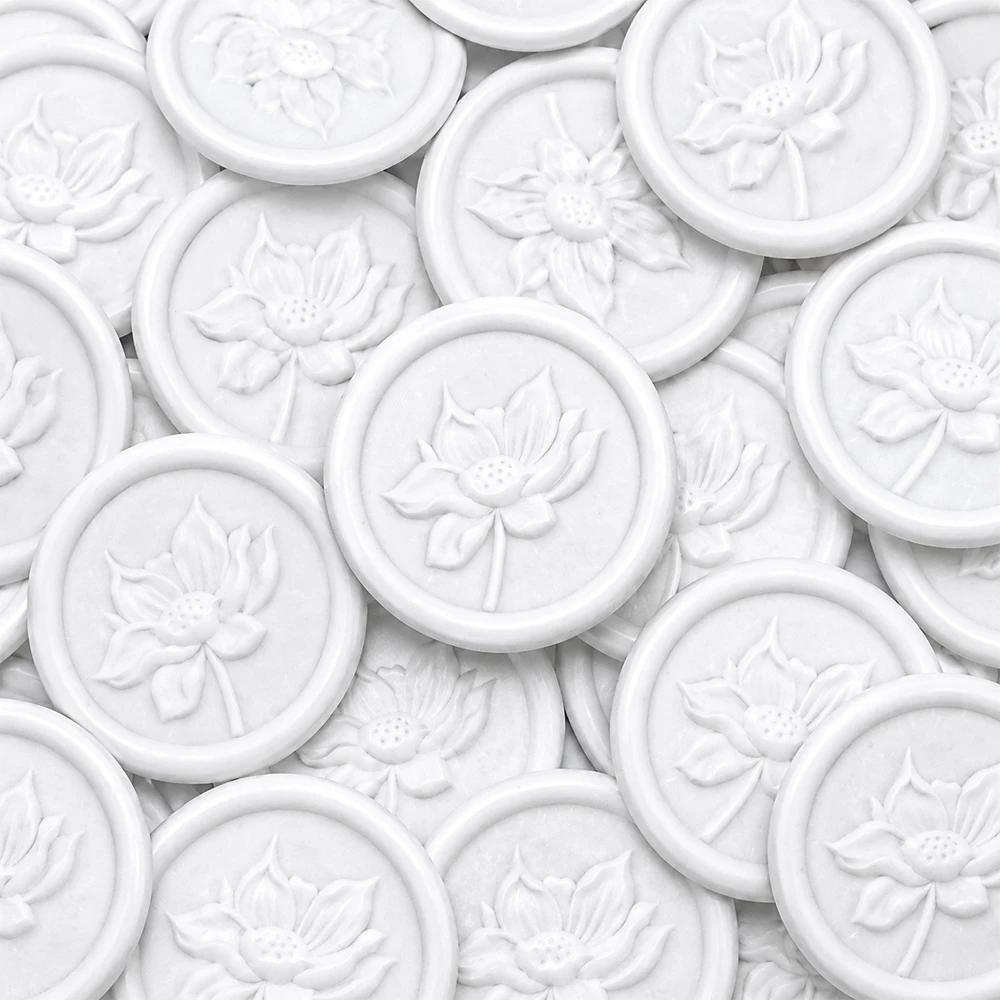 3D Water Lilies Floral Wax Seal Stickers,20Pcs Self-Adhesive Seals for Wedding Invitations,Envelopes,Gift Wrapping and Christmas