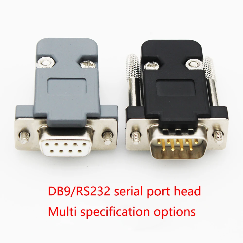 DB9 serial adapter connector Plug D type RS232 COM 9 pin hole port socket female&Male Screw installation + shell DP9