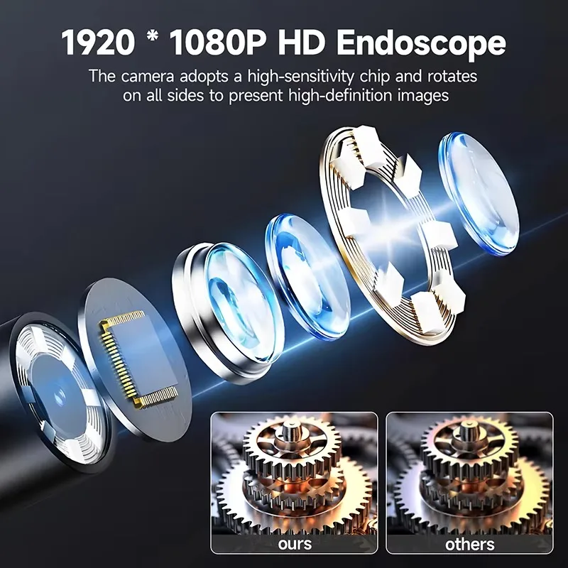 Cámara endoscópica profesional de 6,4 mm con boroscopio articulado de dirección de 4,3 pulgadas y 360 grados