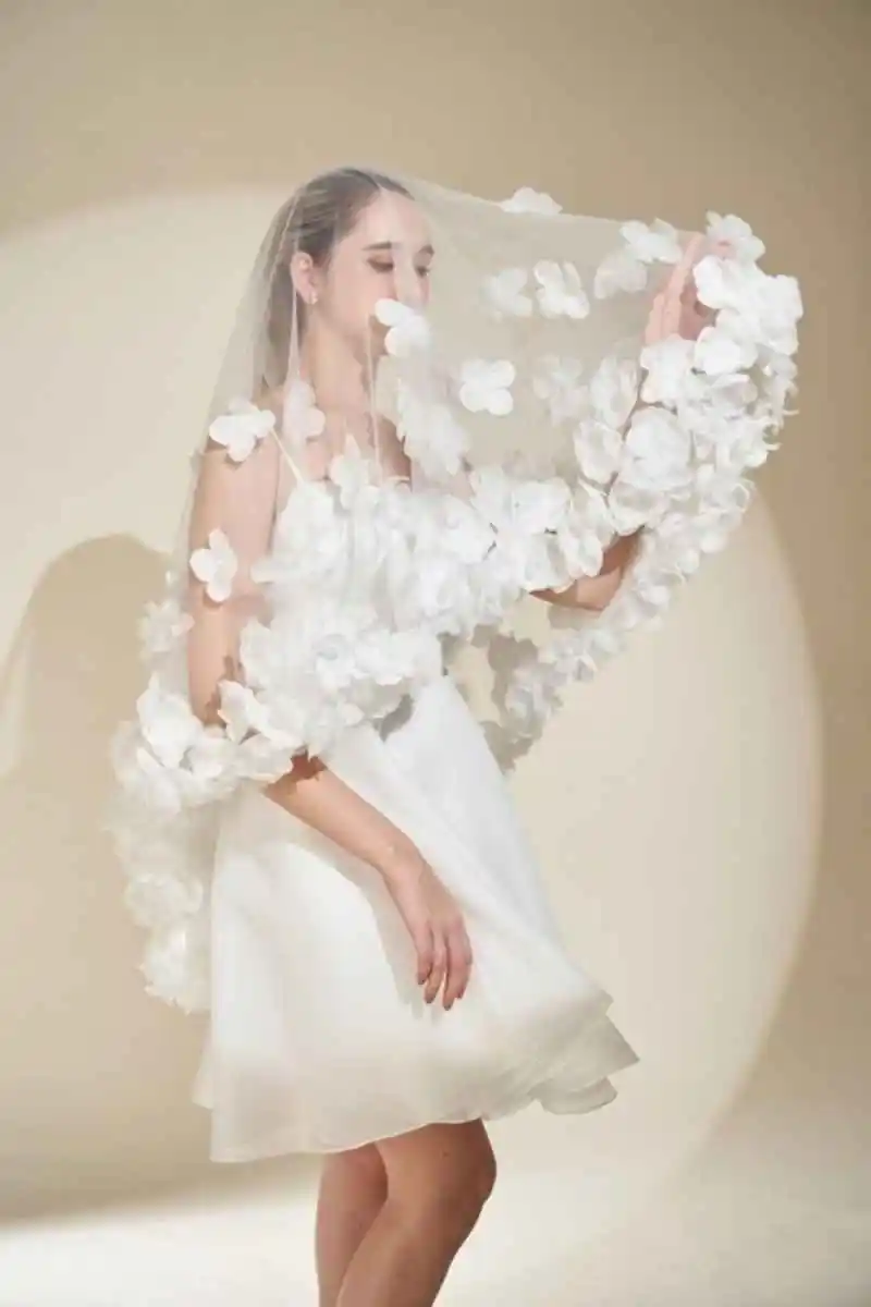 أنيقة الإصبع الحجاب الحجاب الزفاف طبقة واحدة تول ثلاثية الأبعاد-زينة الدانتيل تول الحجاب الزفاف مخصص اكسسوارات الزفاف