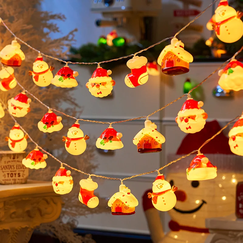 20LED Xmas String Lights,Battery Operated-Cute Santa/Bear/Stocking Designs Indoor Decor for Christmas Party Perfect Holiday Gift