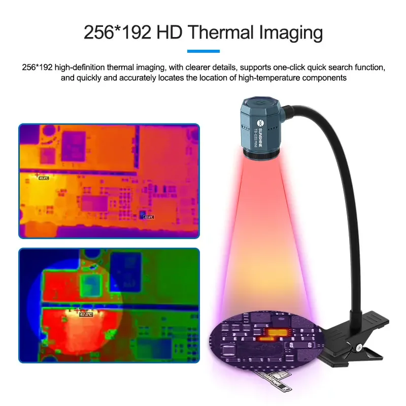 

SUNSHINE TB-03S Mini Infrared thermal imaging Instrument HD 256*192, Mainboard Short Circuit Detection PCB Fault Quick Diagnosis