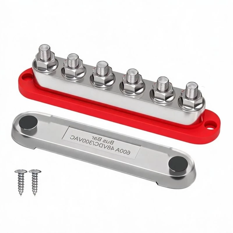 【STABLE QUALITY】 600A 48V Bus Bar With 6 X 3/8' (M10) Studs Industrial Battery Terminal Kit For Off-Grid Solar