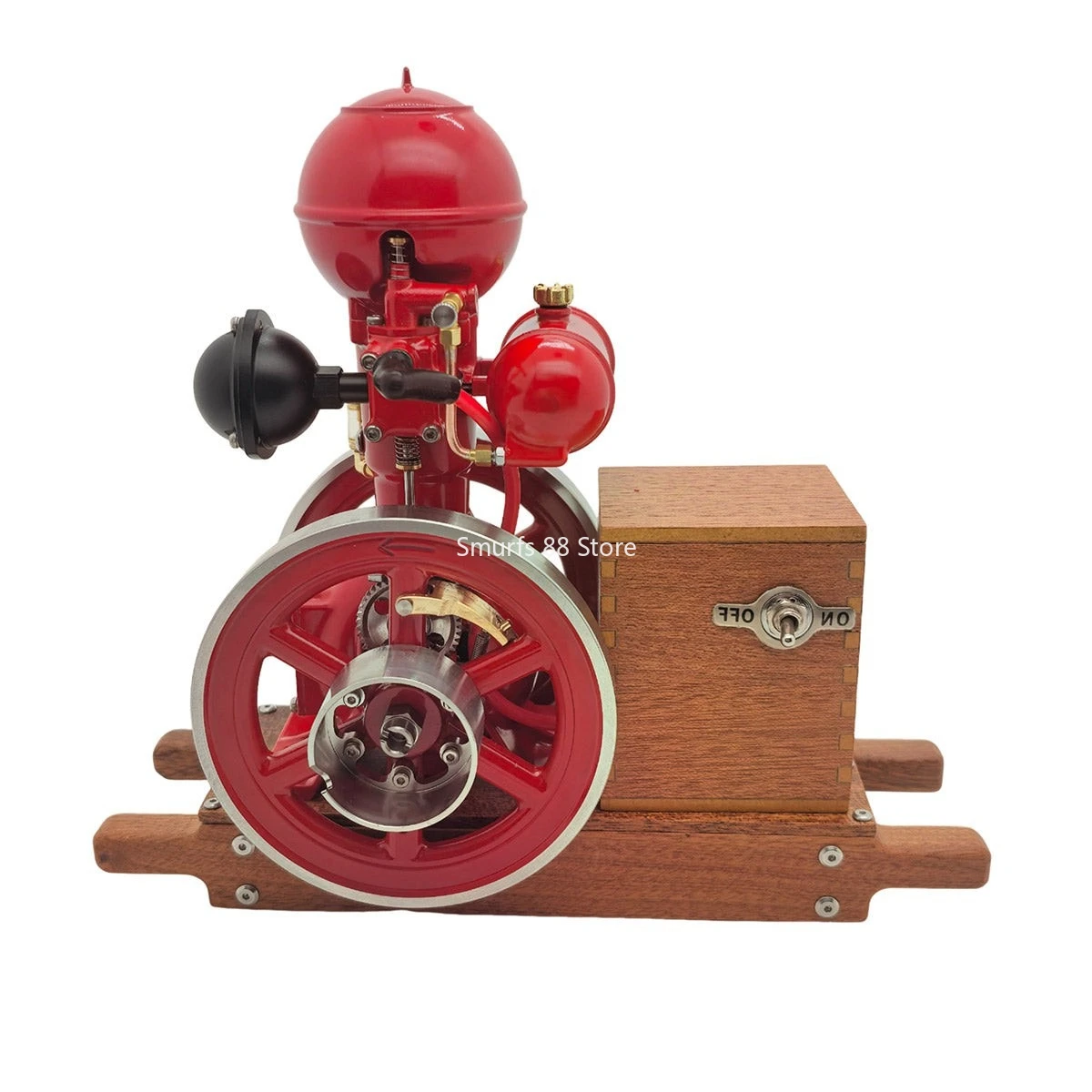 수직 수냉식 엔진 모델 금속 단일 실린더 토드 엔진 나무 받침대 모델 장난감 이동식