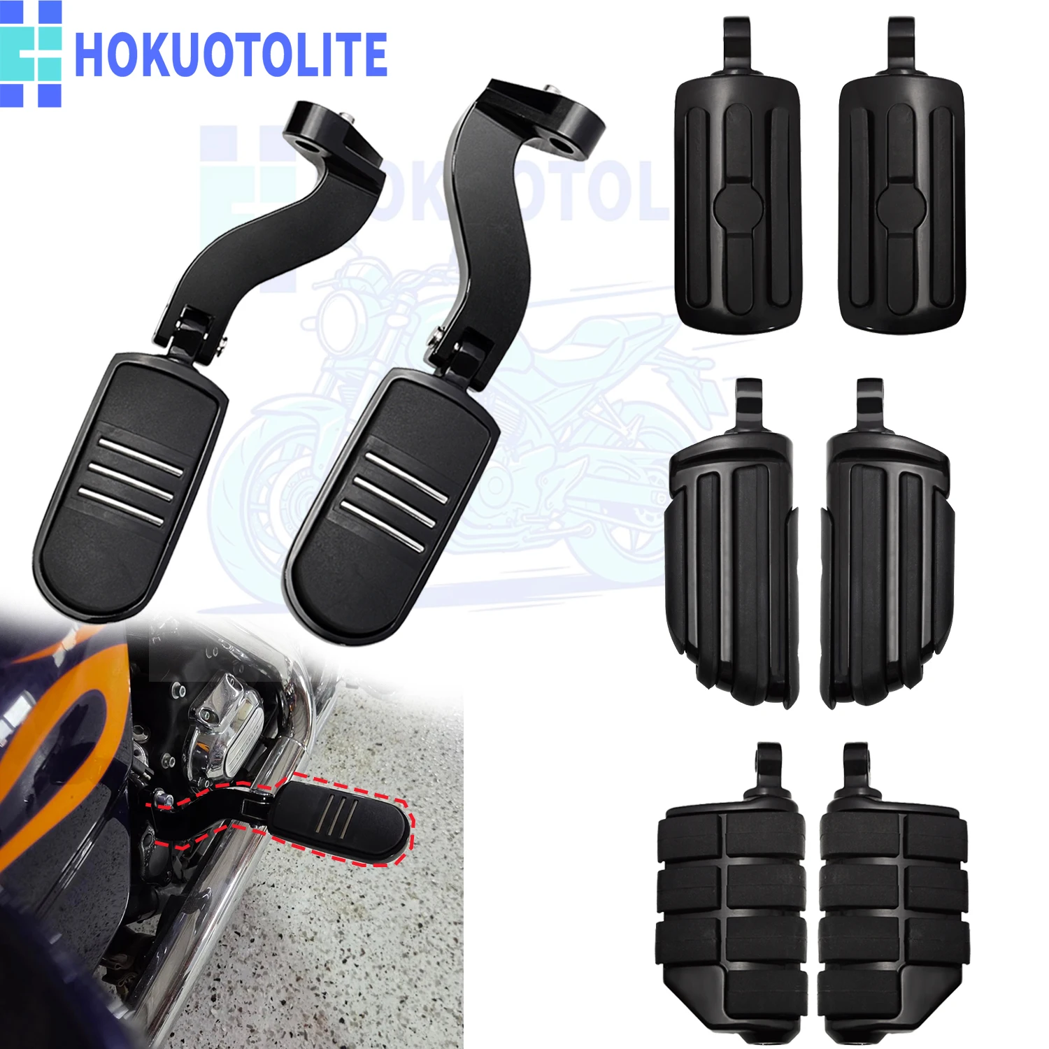 Motorcycle Passenger Footrest Rear Foot Pegs Mounting Kit For Harley Touring CVO Road King Road Electra Street Glide 1993-2026