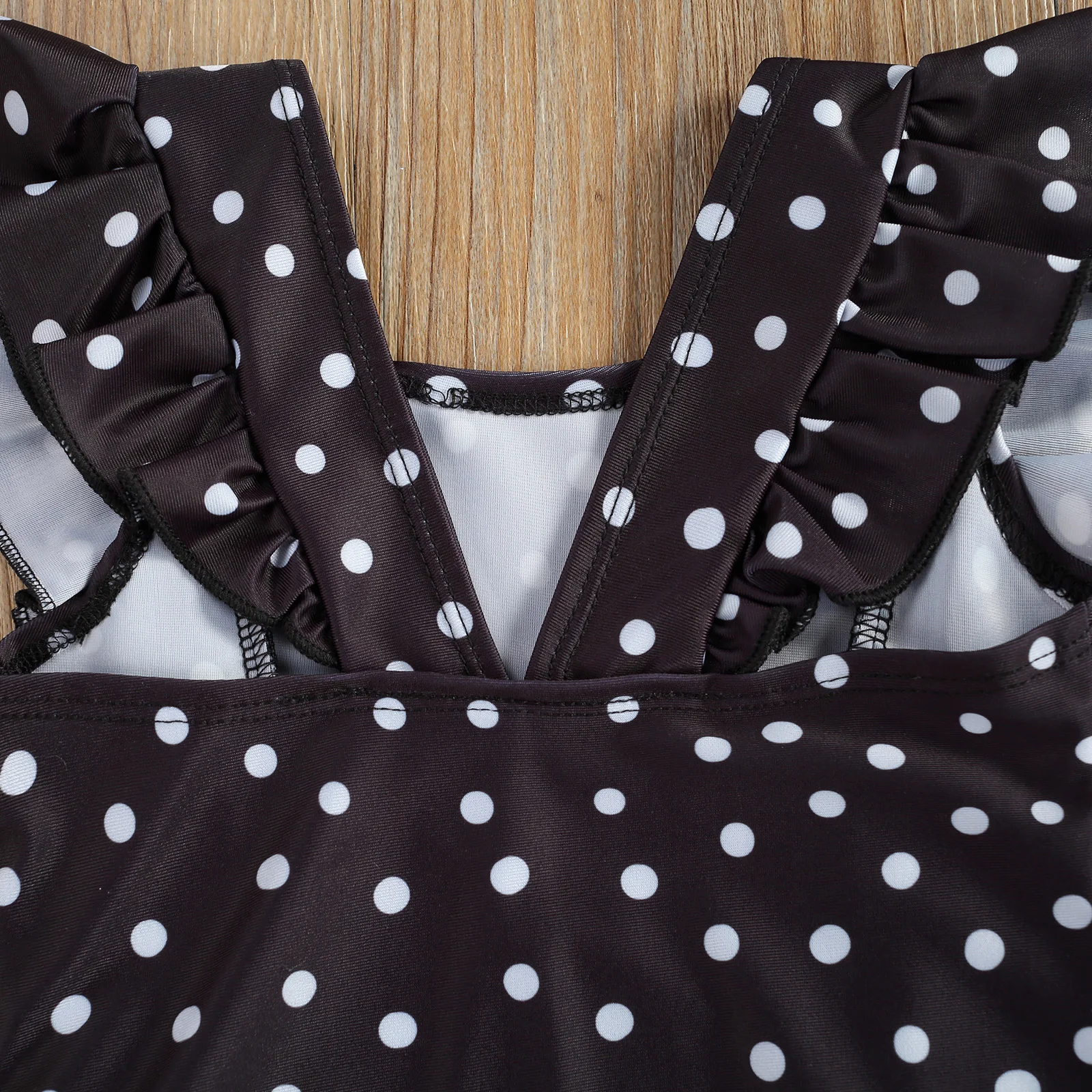 Little Girls Summer Swimsuit Toddler Baby Polka Dot Printing Sleeveless Ruffle Romper Swimwear Beachwear 1-5 Years