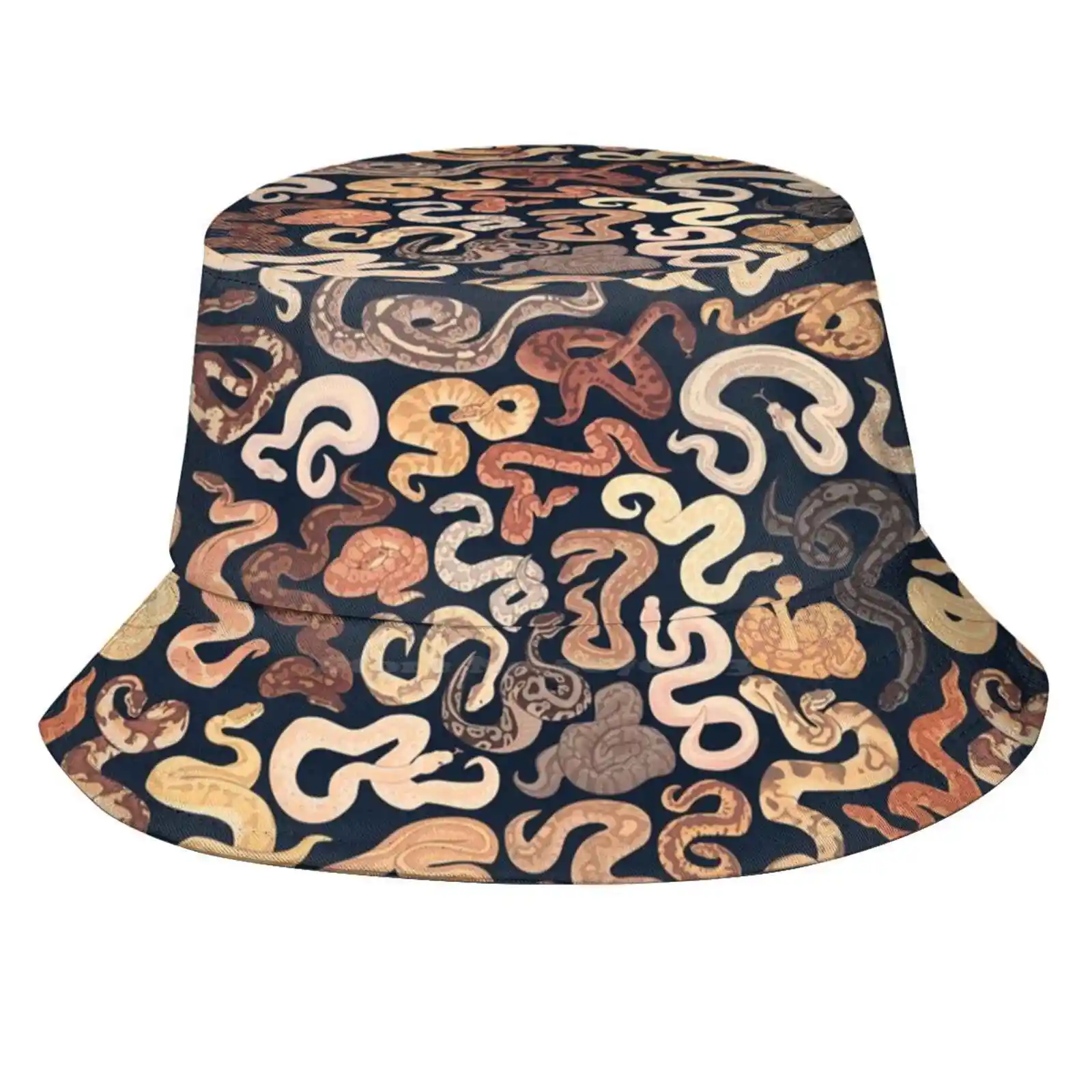 Morph Flavored Noodles In Dark Blue Sun Cap Fisherman Hat Bucket Hats Ball Python Snakes Blue Pattern