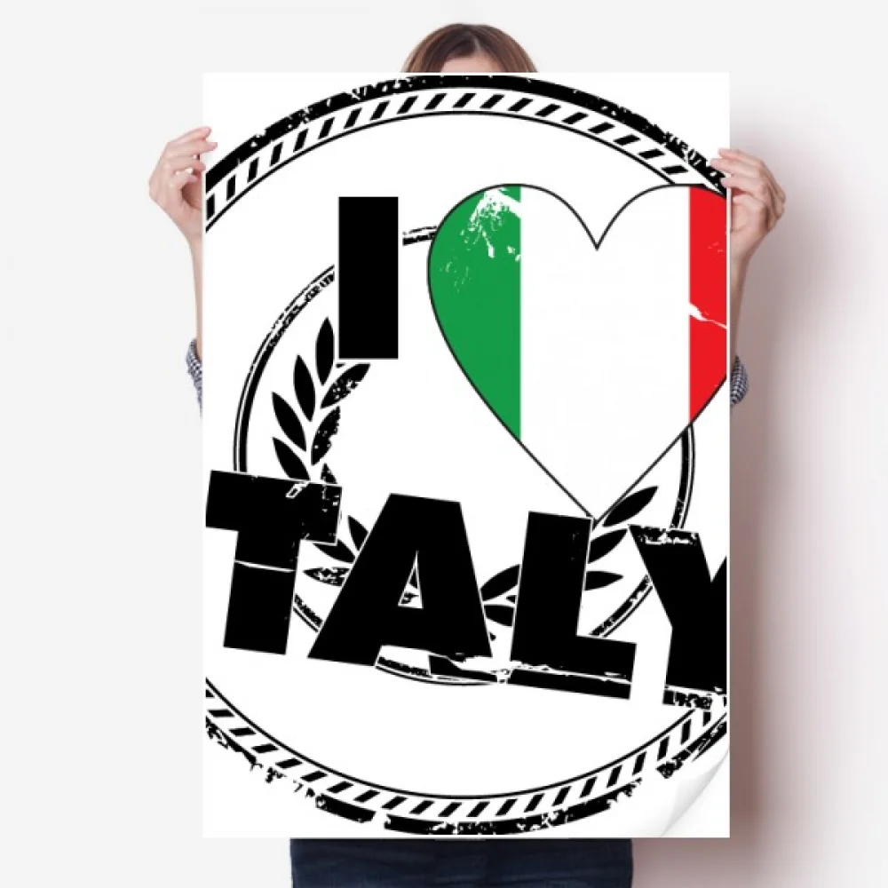 

I Love Italy Word Flag Love Heart Pattern Sticker Decoration Poster Playbill Wallpaper Window Decal