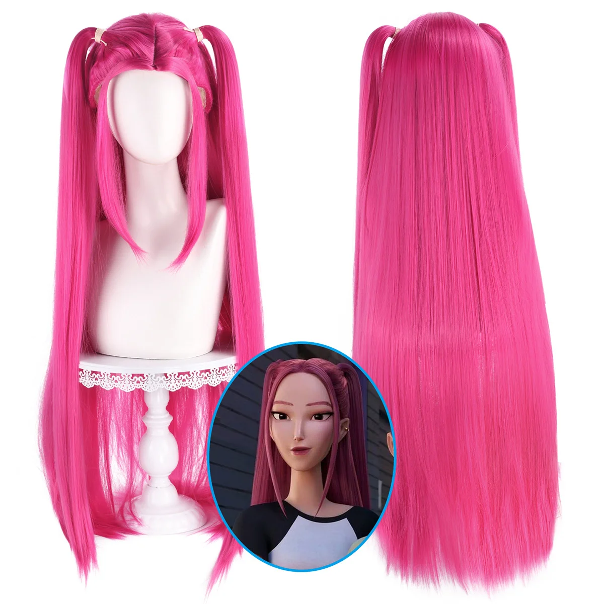

100cm New Demon Hunter of KPop Mira Cosplay Pink Wig Women Disguise Costume Outfit Prop Halloween Carnival Party Halloween