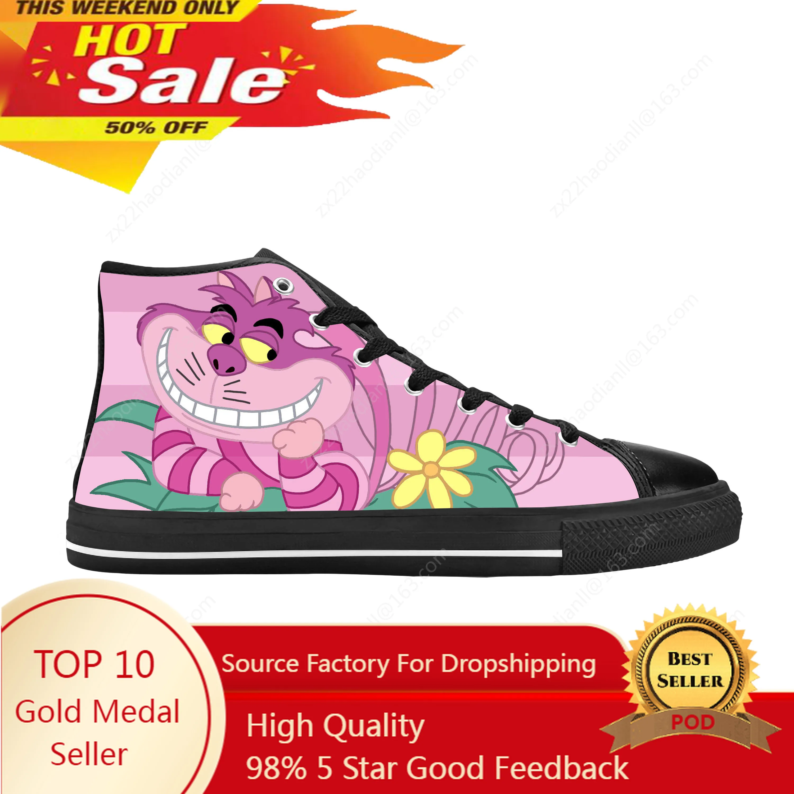 Cat Animal Anime Cartoon Manga Comic Cheshires Casual Cloth Shoes High Top Comfortable Breathable 3D Print Men Women Sneakers