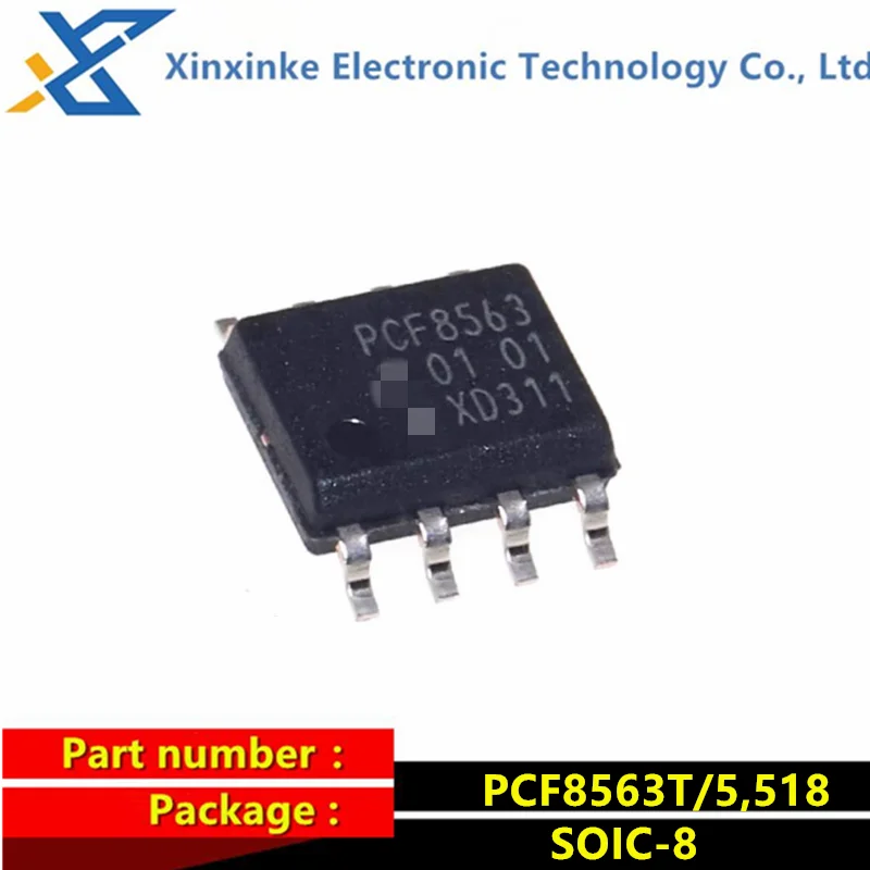 5PCS PCF8563T/5,518 Marking：PCF8563 SOIC-8 Clock Chip SMD IC