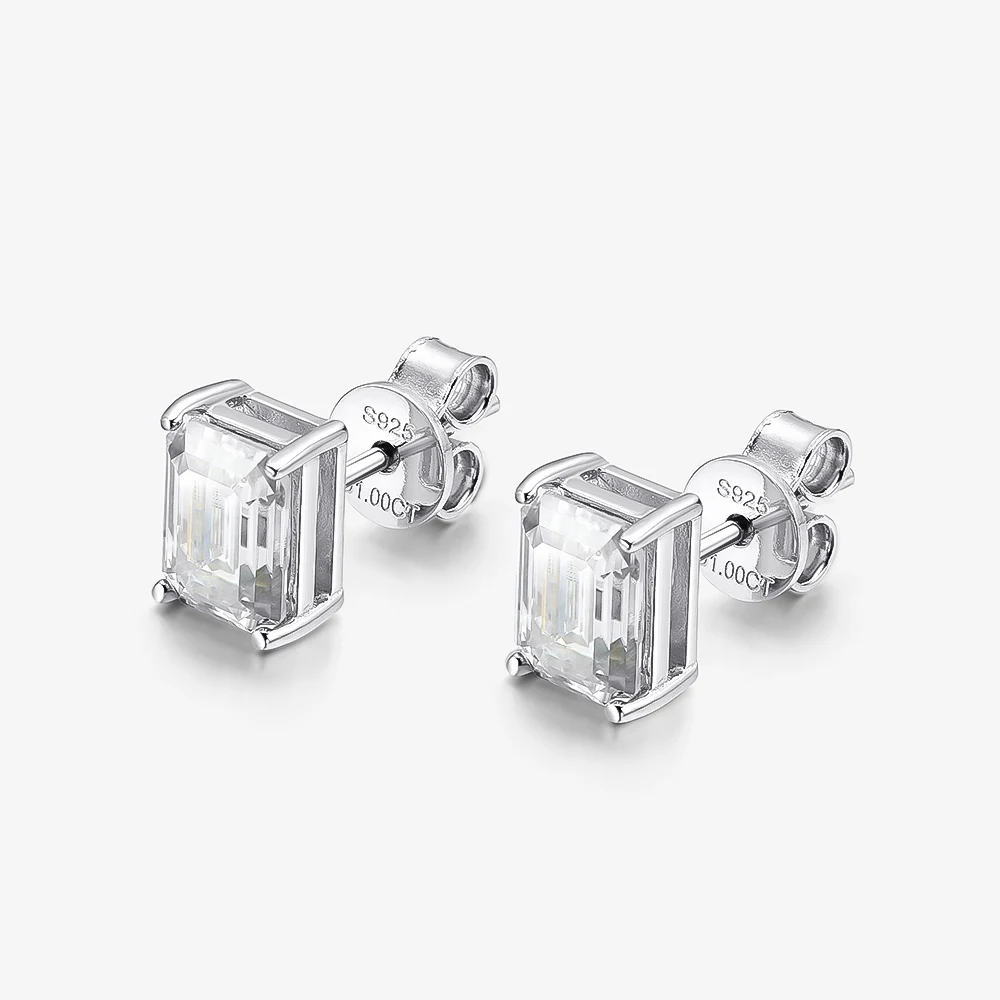 OEVAS Elegant Solid 925 Sterling Silver Moissanite Gemstone White Gold Earrings Ear Stud For Women Gifts Fine Jewelry Wholesale