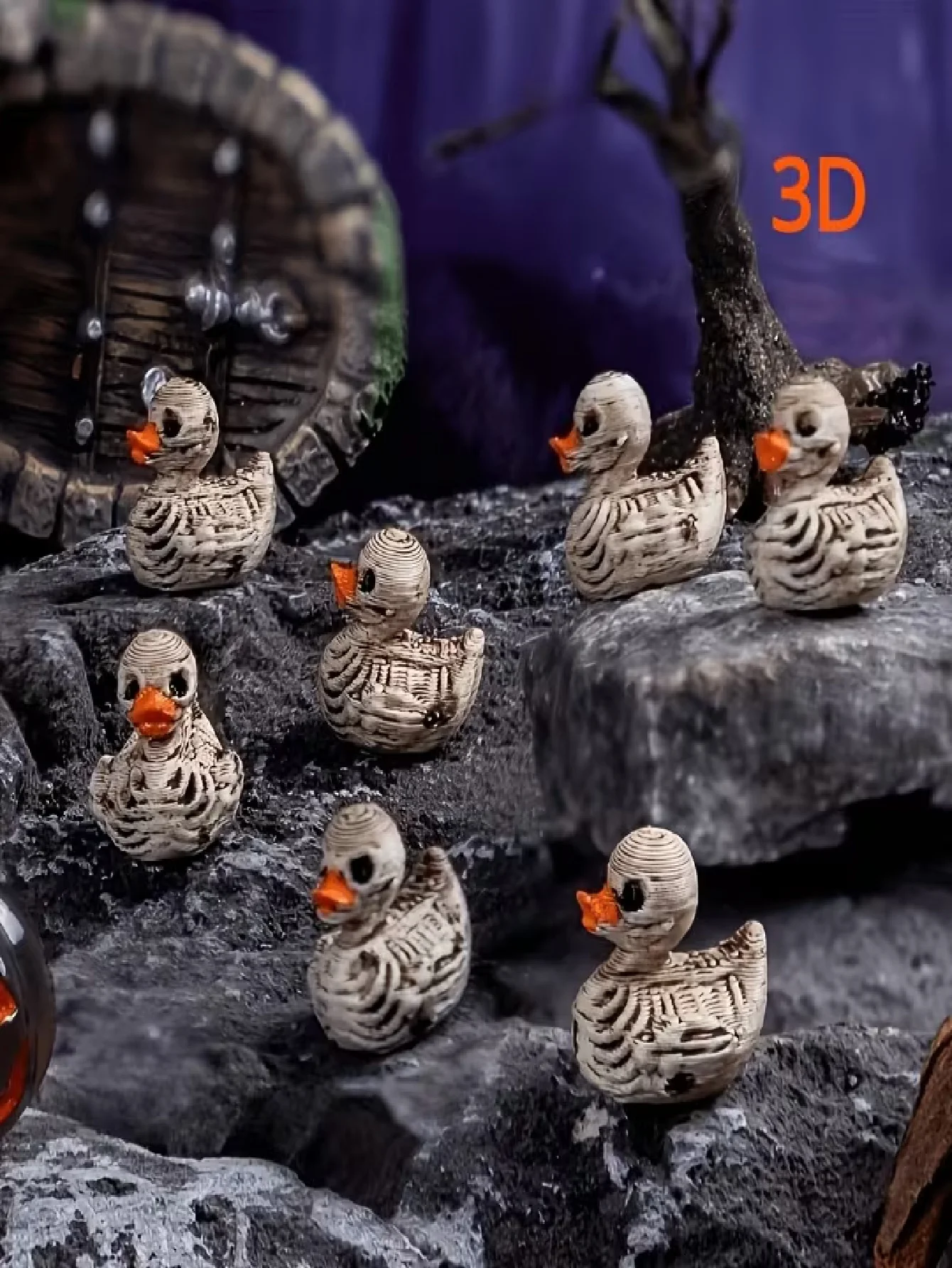10/30 Pieces of 3D Printed Cute Gothic-Style Skeleton Ducks - Resin Figurines, Perfect for Gothic Home Decor, Offices, and Parties - Compact Desktop Decorations, Ideal as Collectible Gifts for Fans of Dark Aesthetics - view 5