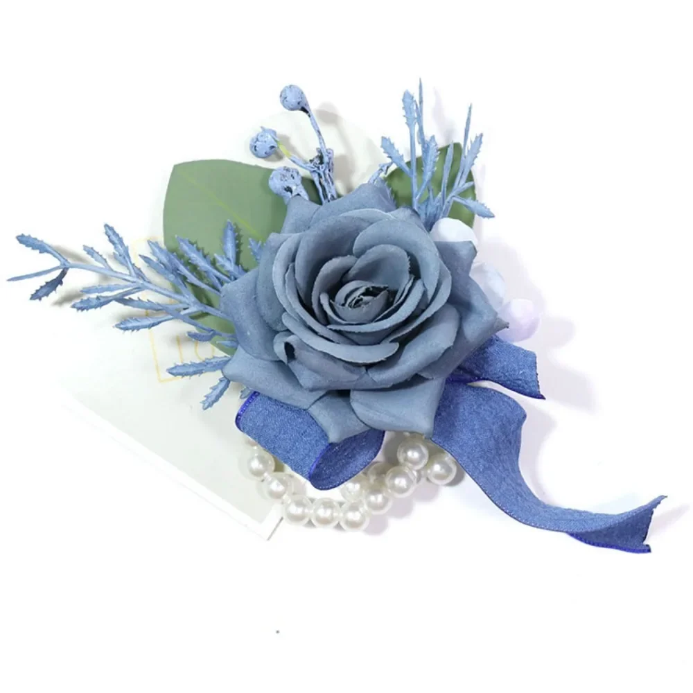 Azul Rosa Artificial Flores para Homens, Acessórios Buttonhole Suit, Corsage pulso para casamento dama de honra