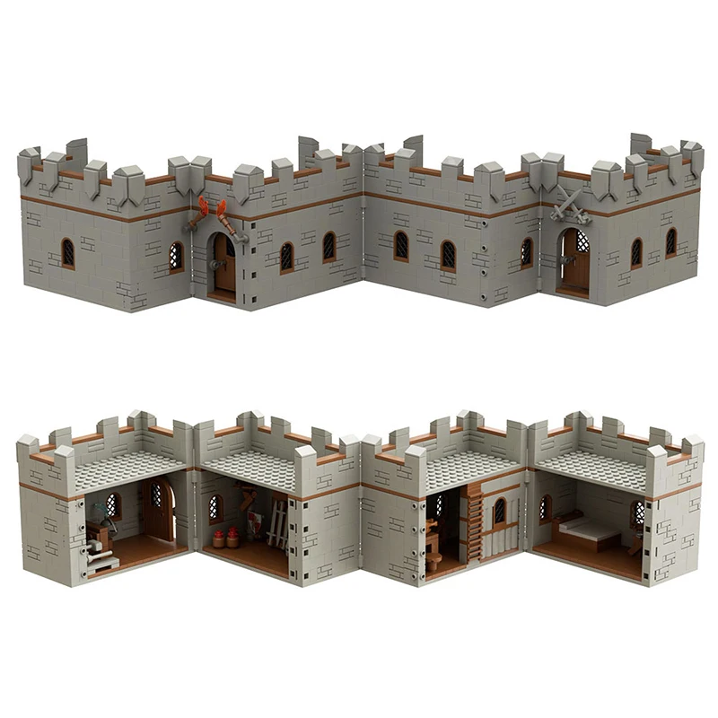 

MOC Medieval Castle Burg Building Blocks Set Prison Van Bonfire Ancient Wall Bread Oven Stable Church DIY Bricks Toys Boys Gift