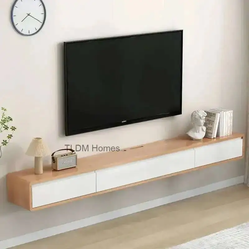 TV Stands Modern Living Room Furniture Wall-mounted for Household Dangling TV Cabinet Minimalist Small Apartment wood Tv Cabinet