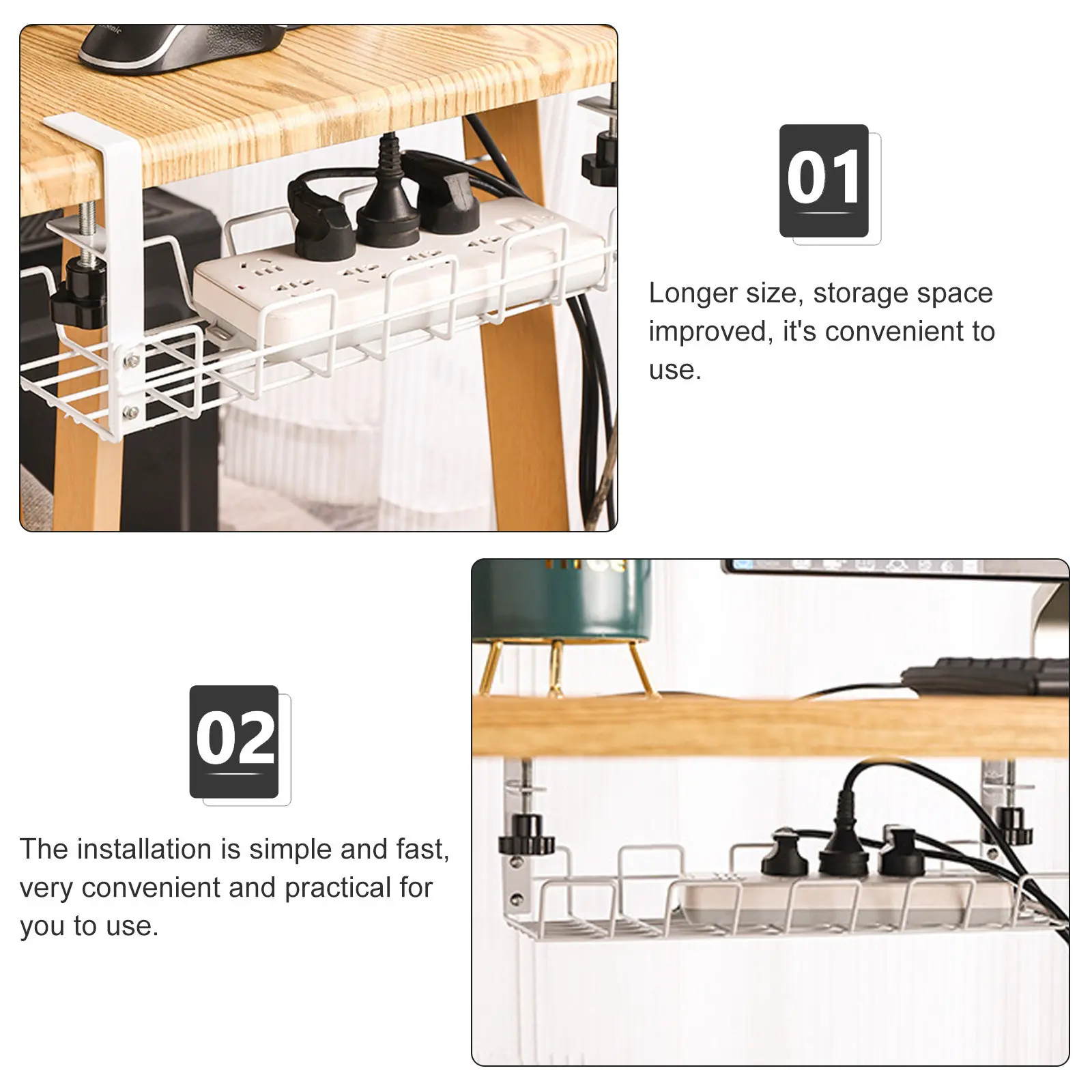 

Органайзер для кабелей из углеродистой стали: прочный, удлиненный, для офиса, спальни, столовой, для хранения проводов