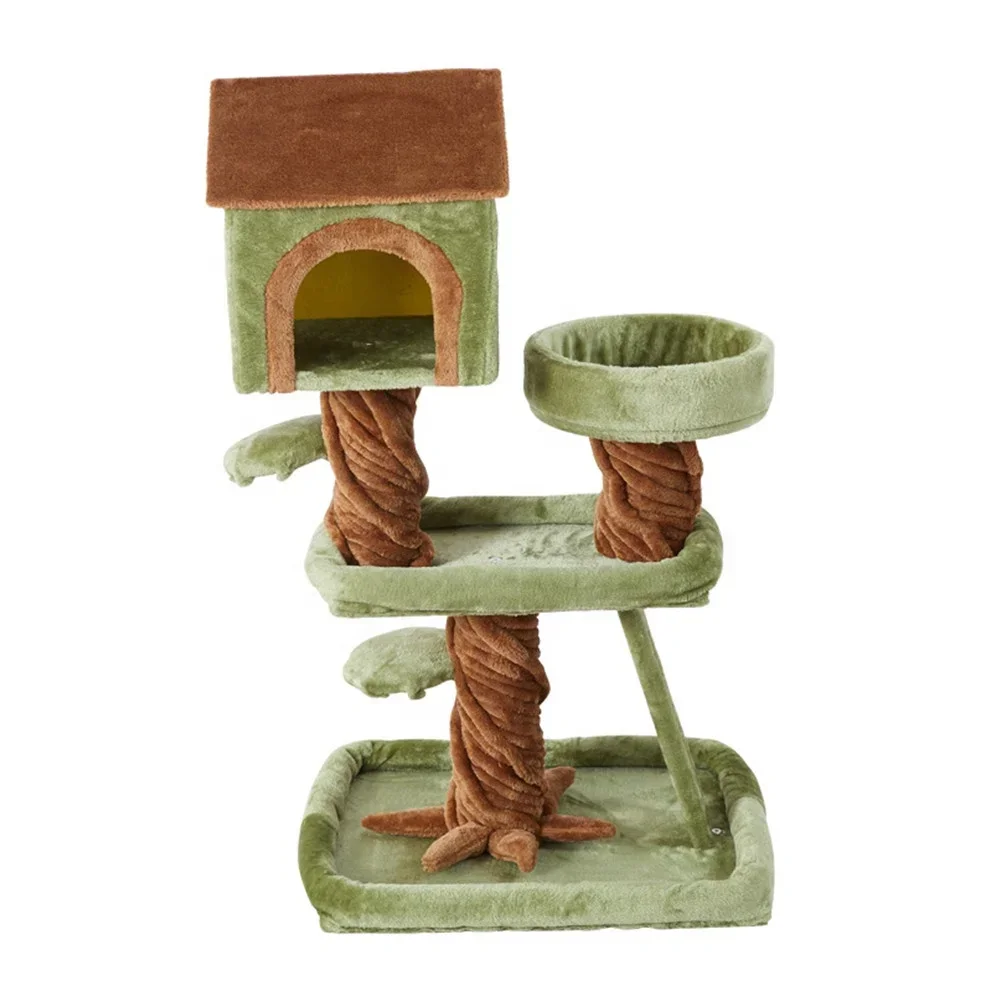 Multi-layer Cat Tower House, Wooden Cat Climbing Frame Tree, Plush Cat Litter Climbing Tree, Cat Tree, Cat Jumping Platform