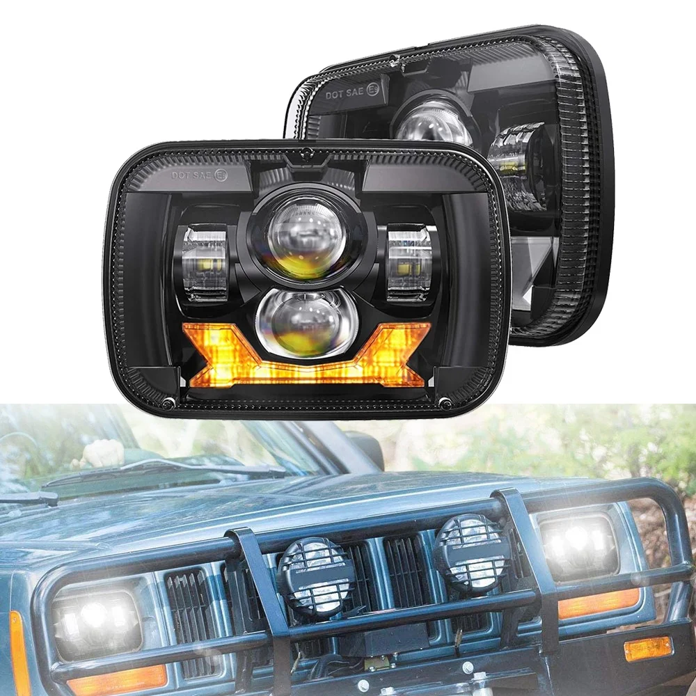 Truck Led Square Headlight Assembly 5x7 Inch Rectangular Led Headlight for Jeep cherokee XJ YJ