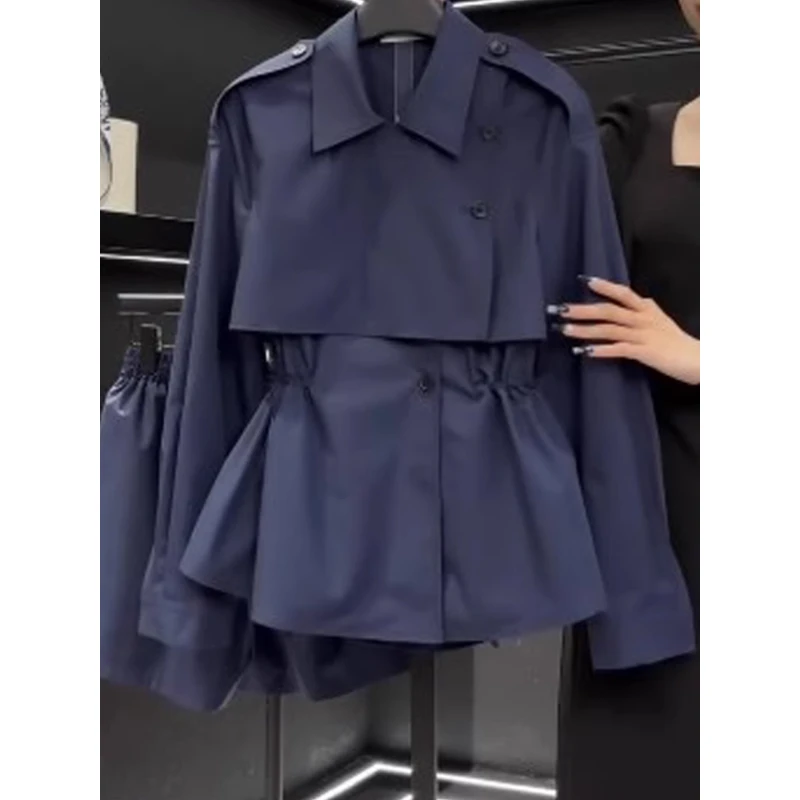 

Женская ветровка Elek Blue с утягивающим поясом, скрывающая живот, весна-осень, большие размеры