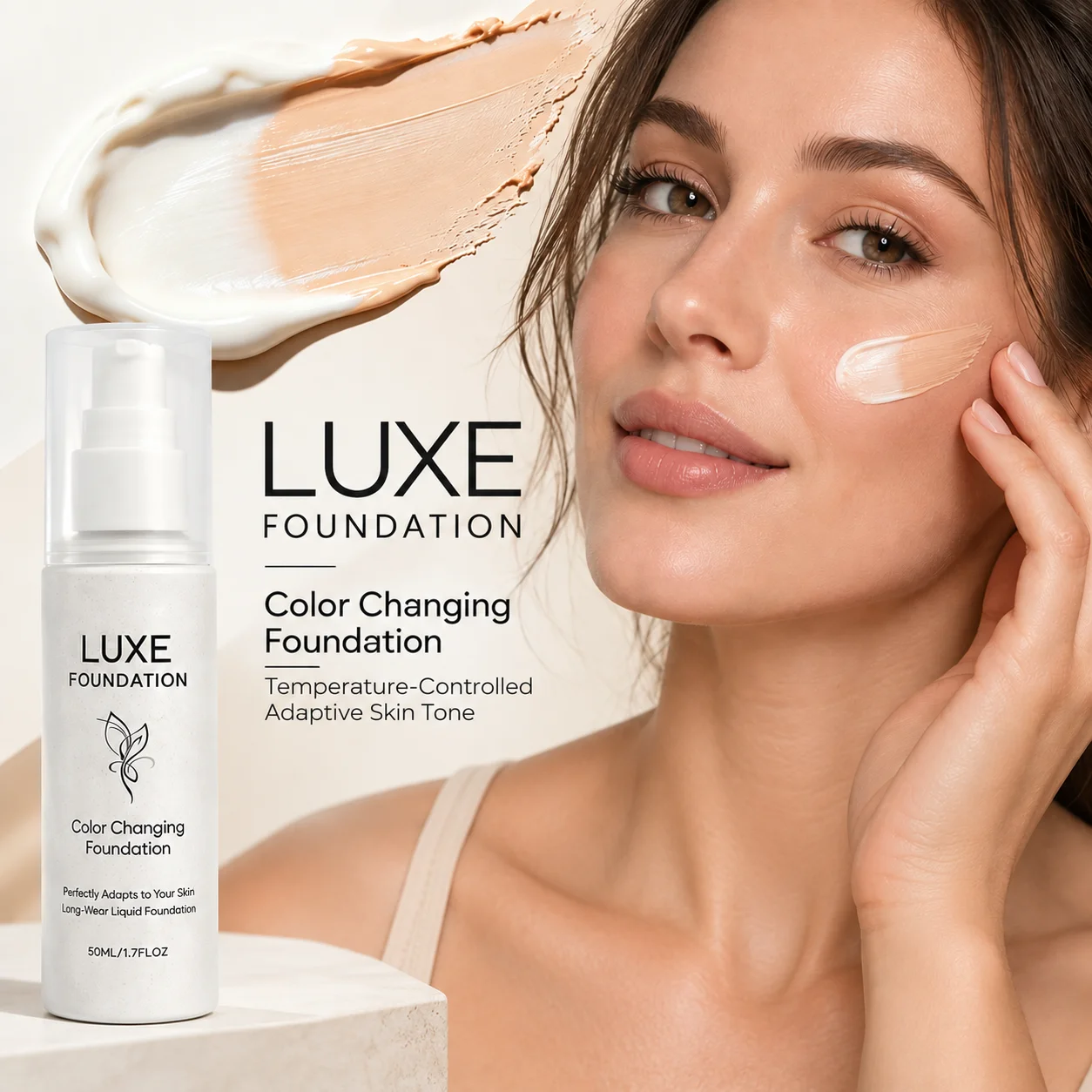 Luxe Magic Color‑Changing Foundation Skin Tone Matching Long Lasting Moisturizing Full Coverage Concealer Seamless Makeup Base