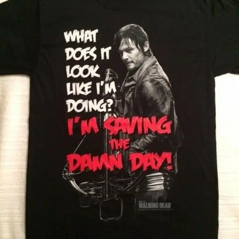 The Walking Dead Daryl Dixon I'm Saving the Damn Day Black Tshirt New Unworn